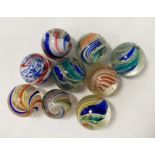 VICTORIAN GLASS MARBLES (9)