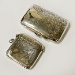 HM SILVER (BIRMINGHAM) VESTA CASE & CIGARETTE CASE 3OZ APPROX