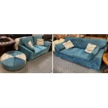ASHLEY MANOR 4 SEATER & 2 SEATER SOFAS & CIRCULAR POUFFE BY SCS