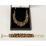 SILVER MULTI GEMSTONE BRACELET & NECKLACE