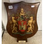 WOODEN SHIELD COAT OF ARMS PLAQUE