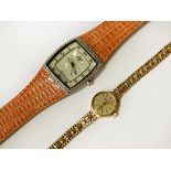 9CT GOLD LADIES WATCH WITH ANOTHER LADIES WATCH WITH MOTHER OF PEARL DIAL