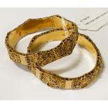 TWO HIGH CARAT (SAUDI GOLD) BANGLES - WEIGHING APPROX 57.6 GRAMS