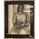 LARGE CHARCOAL ILLUSTRATION OF WOMAN 55CM X 75CM - NOT SIGNED