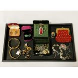 VINTAGE SILVER JEWELLERY INCL. YELLOW METAL BROOCHES & LIBERTY CUFFLINKS & OTHERS