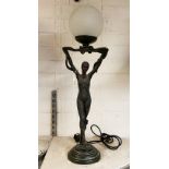 LARGE ART DECO STYLE FEMALE FIGURE TABLE LAMP 65CMS (H) APPROX