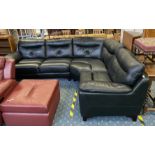 SCS LLOYD 3 SEATER CORNER SUITE IN BLACK LEATHER