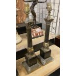 PAIR BRASS CORINTHIAN COLUMN LAMPS - 56CMS (H) APPROX