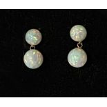 9K WHITE OPAL DOUBLE DROP STUDS