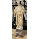 ALABASTER FIGURE ON MARBLE BASE 56CMS (H) APPROX