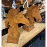 PAIR OF CAST IRON HORSE HEADS - 44CMS (H) APPROX