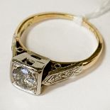 18CT GOLD & PLATINUM RING - APPROX 0.40CT - SIZE I - 2.4 GRAMS APPROX