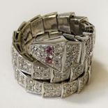 BULGARI WHITE GOLD DIAMOND RING - APPROX 2.5CT WITH RUBY EYES SIZE M