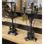 BLACK METAL NEO CLASSICAL CANDELABRAS 53CMS (H) APPROX