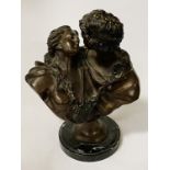 BRONZE GROUP ''THE GIVEN KISS'' AFTER J.A HOUDON - 29CMS X 22CMS