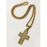 9CT GOLD CROSS & 9CT GOLD ROPE CHAIN -54G APPROX