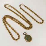 9CT GOLD ROPE CHAIN & PENDANT 22.6 GRAMS APPROX