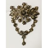 SILVER & DIAMOND OLD CUT ANTIQUE BROOCH