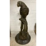 BRONZE PARROT ON MARBLE BASE 32CMS APPROX