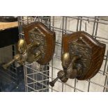 PAIR BRASS WALL MOUNTS - 25 CMS (H) APPROX