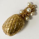 14CT GOLD PINEAPPLE PENDANT WITH SOUTH SEA PEARLS 17 GRAMS