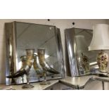 PAIR OF 1970'S CHROME MIRRORS 68CMS X 72CMS APPROX