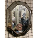 EARLY OCTAGONAL MIRROR 70CMS (H) X 53 CMS (W)