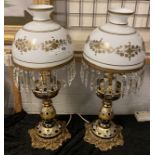 PAIR OF BOHEMIAN GLASS/BRASS LUSTRE TABLE LAMPS 63CMS (H) APPROX