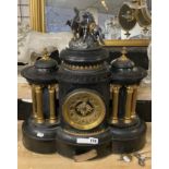 EARLY SLATE FIGURAL CLOCK WITH GILDING 52CM (H) APPROX