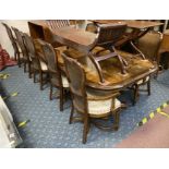 OAK EXTENDING TABLE & TEN CHAIRS - 12FT APPROX