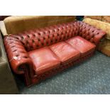 RED CHESTERFIELD SOFA - A/F