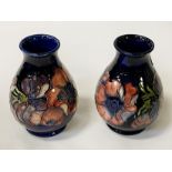 PAIR OF SMALL MOORCROFT VASES 124CMS APPROX