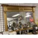 LARGE GILT FRAME OVERMANTLE MIRROR WITH LION FEATURE - 150 X 96 CMS APPROX