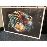 MULTI COLORED MONKEY FRAMED PRINT 80CMS X 120CMS