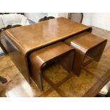 MID CENTURY (OR EARLIER) BENT PLYWOOD COFFEE TABLE/NEST 2 SIDE TABLES IN THE MANNER OF FRANK GUILLE