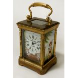 BRASS & PORCELAIN CARRIAGE CLOCK 8 CMS (H) EXCLUDING HANDLE