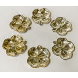 SET 6 HM SILVER CLOVER DISHES 4OZS APPROX