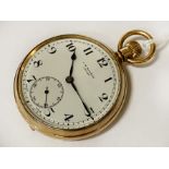 J W BENSON 9CT POCKET WATCH - WITH WARRANTY