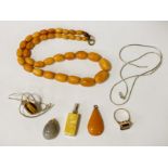 COLLECTION OF JEWELLERY INCL. 9CT GOLD TIGERS EYE RING, SOME SILVER ETC