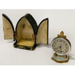 LANCEL PARIS VINTAGE MINI PENDULUM CASED CLOCK NEEDS SERVICING BUT WORKING6CMS (H) APPROX