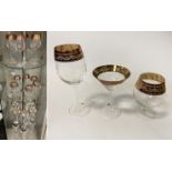 4 SETS OF SLOVAKIAN GILDED GLASSES