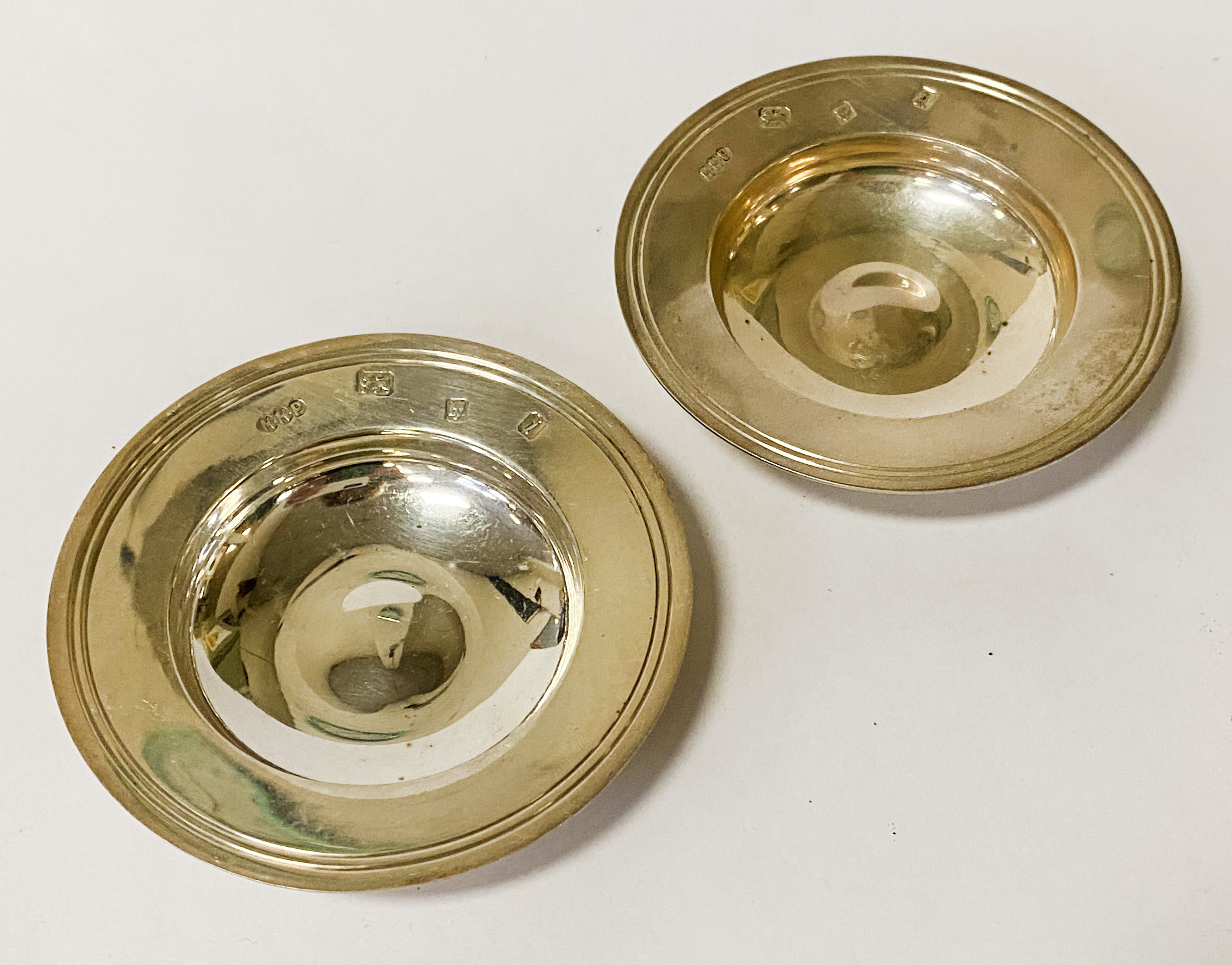 PAIR HM SILVER SMALL DISHES 3OZS APPROX