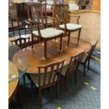 G-PLAN DINING TABLE & 8 CHAIRS - ONE CHAIR A/F