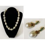 FRESHWATER PEARL EARRINGS & FRESHWATER PEARL NECKLACE