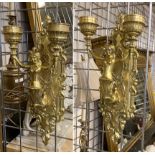 PAIR GILT BRONZE FIGURAL WALL LIGHTS 48CMS (H) APPROX