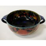 EARLY MOORCROFT TWIN HANDLED BOWL A/F 9CMS APPROX