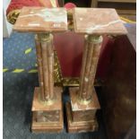 PAIR OF RED MARBLE PEDESTALS