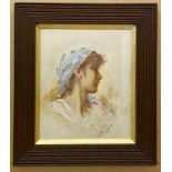 FRAMED OIL ON CANVAS OF A YOUNG LADY PORTRAIT SIGNED M HOLLINGWORTH 1902