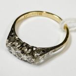 18CT GOLD & DIAMOND RING SET IN PLATINUM - SIZE L- APPROX 2.5 GRAMS