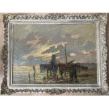 Wilhelm Hendrik Van Norden (1883-1978). Dutch. Pair of oils on canvas. “Sailing Barge At Sea & Landi